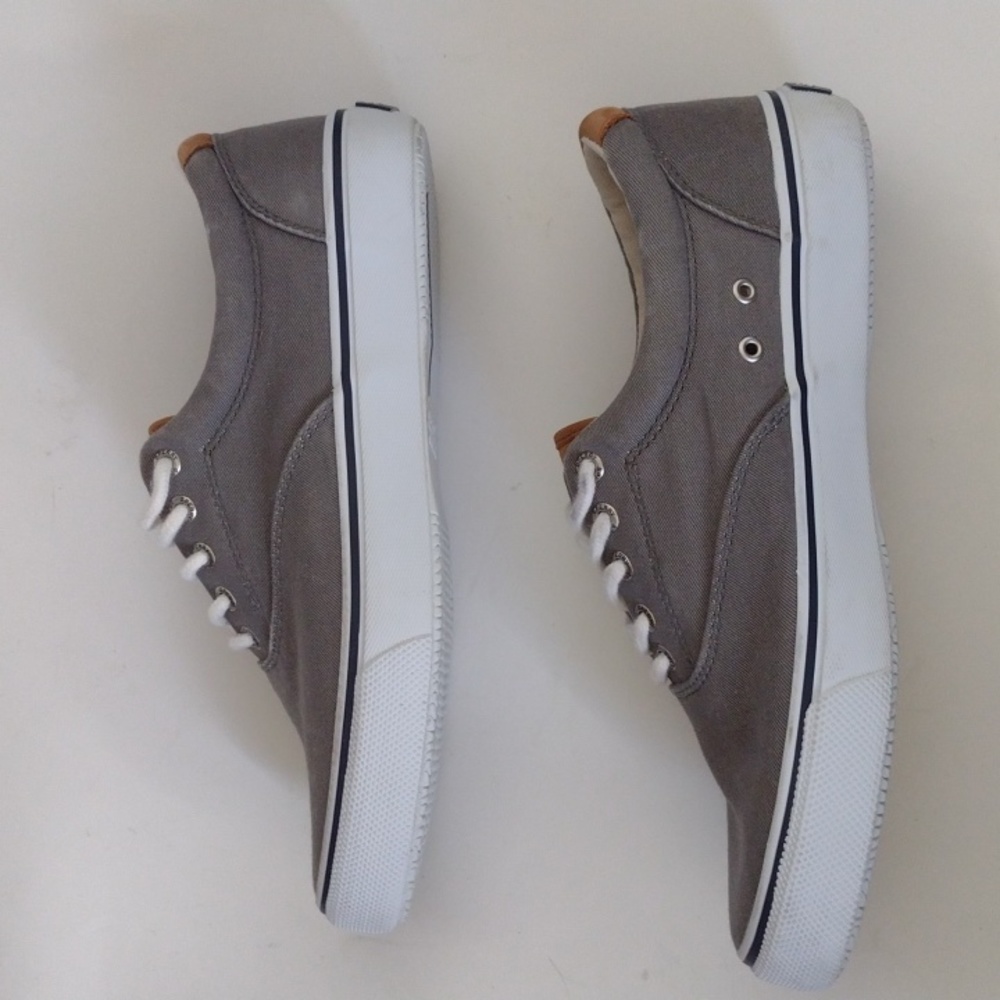 Sperry Striper II CVO Canvas Gray Sneakers Men's 9.5 Nautical Preppy Casual - Picture 3 of 14